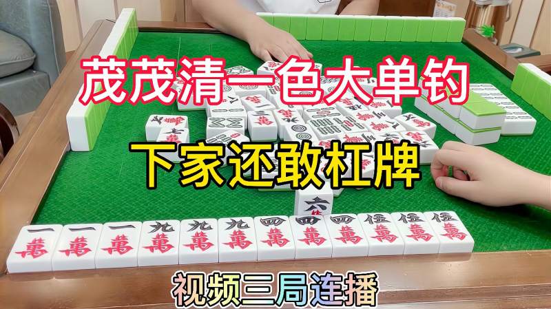 四川麻将茂茂清一色大单钓下家还敢杠牌
