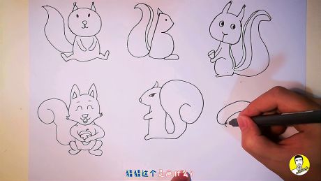 小松鼠简笔画,超简单呆萌可爱儿童简笔画小松鼠