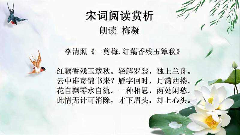宋词赏析 李清照《一剪梅 红藕香残玉簟秋》,文化,艺术,好看视频