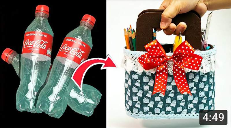 可乐瓶别扔教你手工制作漂亮的手提包变废为宝就这么简单