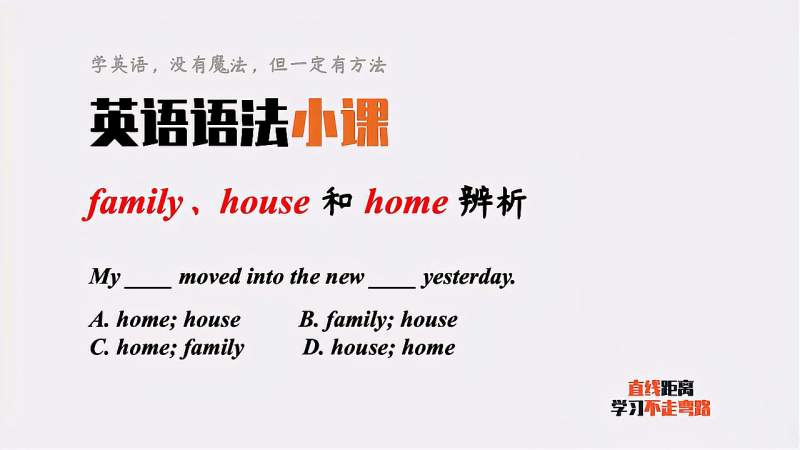 英语语法小课:family、house和home都有“家”的含义,如何区分,教育,在线教育,好看视频