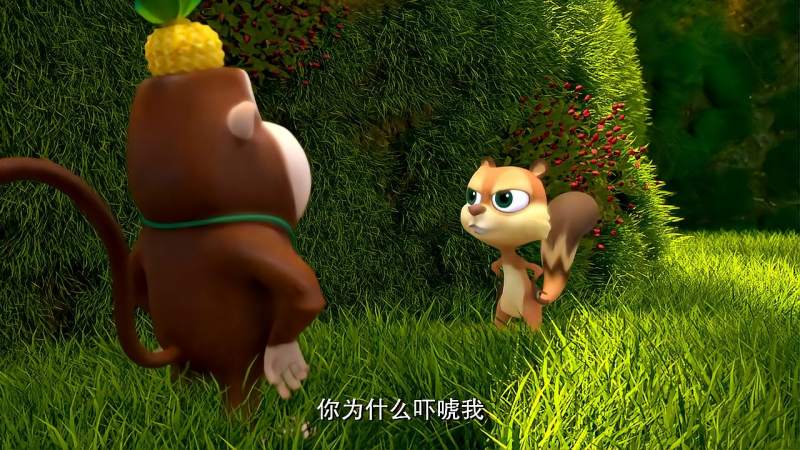 熊熊乐园蹦蹦和动物们捉迷藏却被吉吉吓了一跳蹦蹦生气了