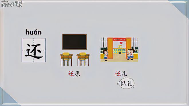 [图]家e课一年级多音字讲解“还”：还行、还原