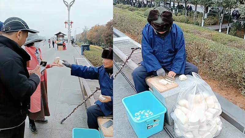 83岁爷爷蒸满满一袋馒头,免费发放给游客喂食海鸥,原因感人