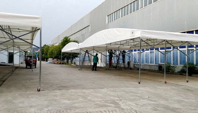 信阳市工业园某大型电子厂定制仓储推拉篷