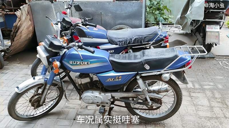 淘到99年铃木豪爵ax100二冲程摩托车经典车型有压缩都全能着车