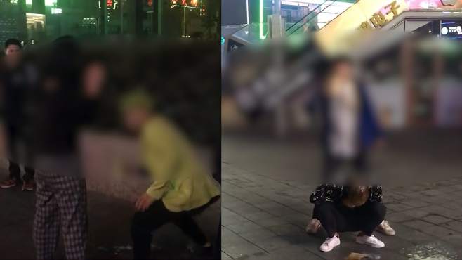 [图]男男女女深夜街头直播 钻垃圾桶还互泼饮料 各种剧情表演引人斥责