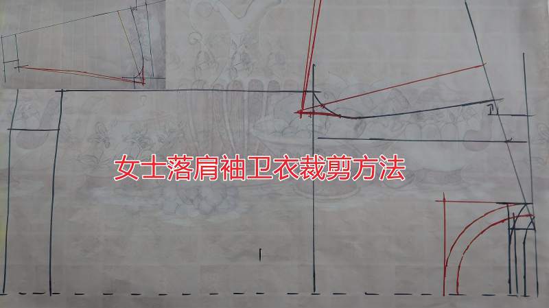 女士圆领落肩袖卫衣的裁剪方法