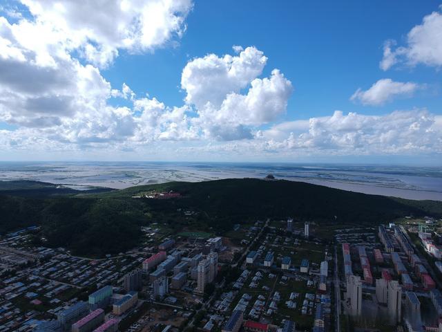 中國最東端邊境小城撫遠市,馬哈魚的故鄉,航拍全景360度全景圖