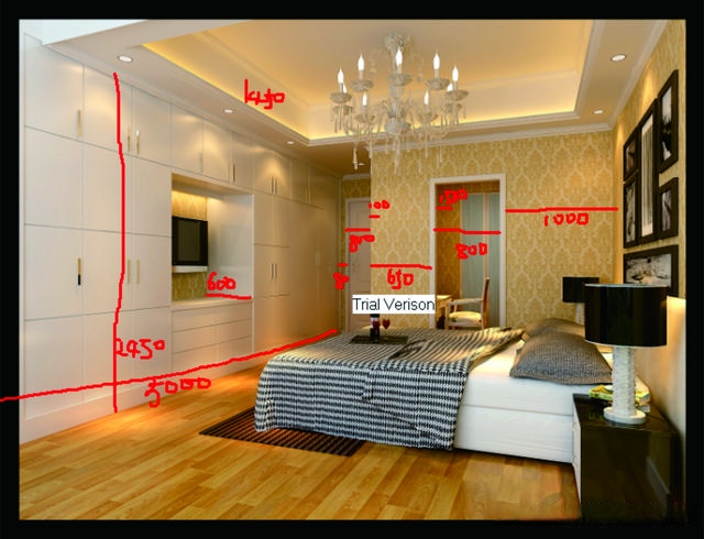 3d室內臥室效果圖設計教程,粗略估計現有效果圖圖片的尺寸