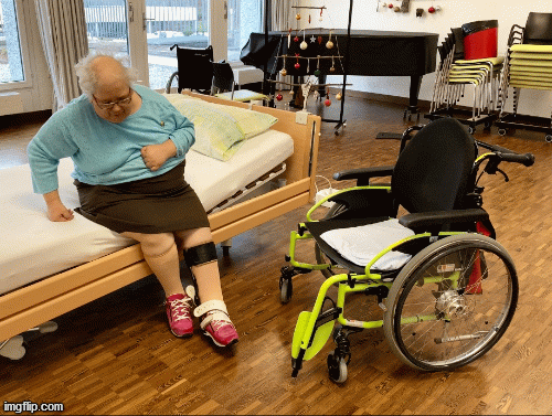 "视频,图解"瑞士养老机构中的偏瘫长者如何自行上下轮椅