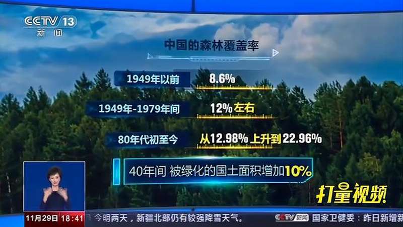 从约8.6%到22.96%,中国森林覆盖率快速增长|共同关注