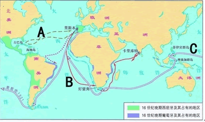 力和人口开始涌向大西洋沿岸国家,因为在那里新航路的利益效应才最强