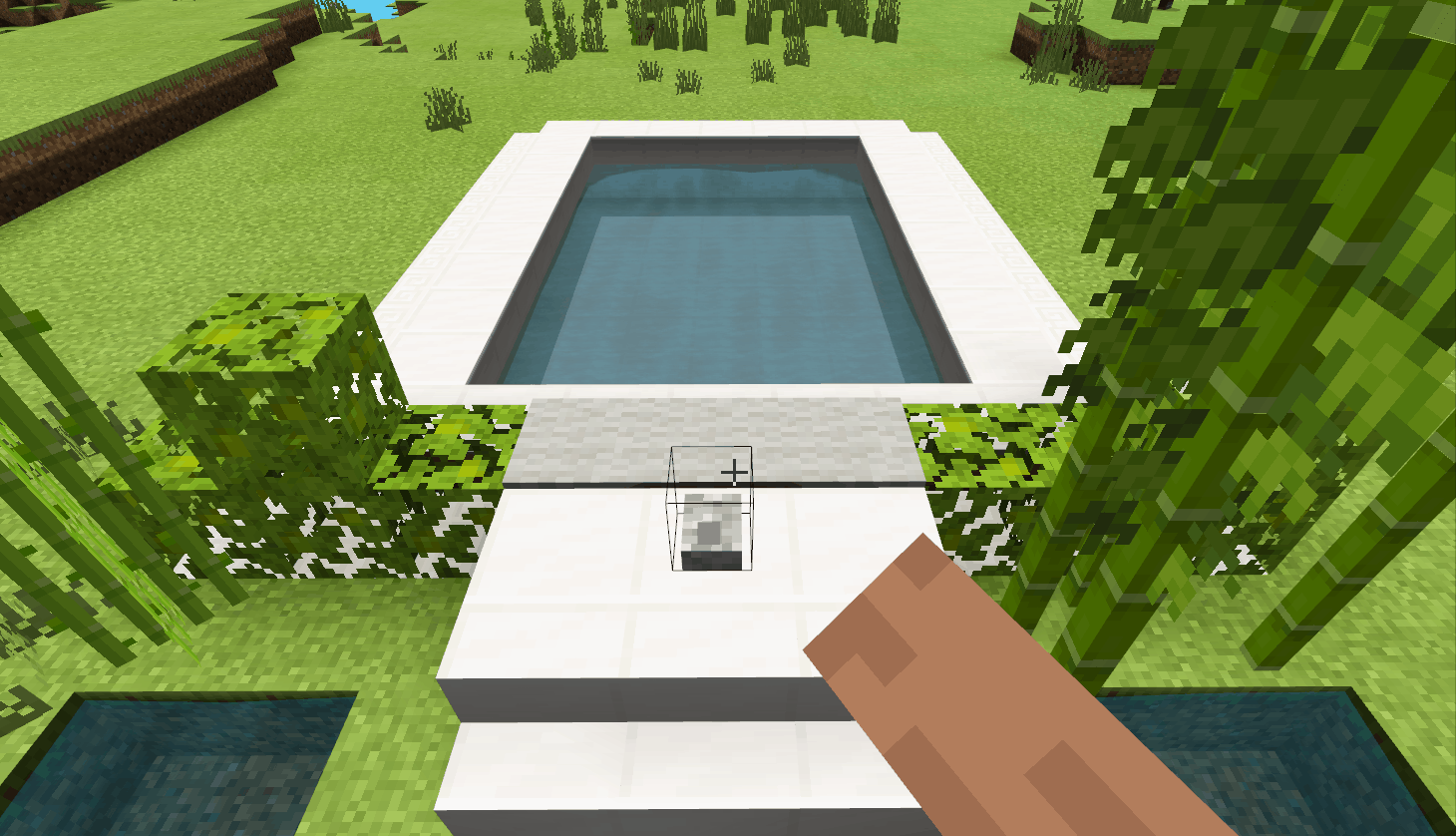 我的世界:三分钟教会你豪宅必备的全自动游泳池,一秒收水!