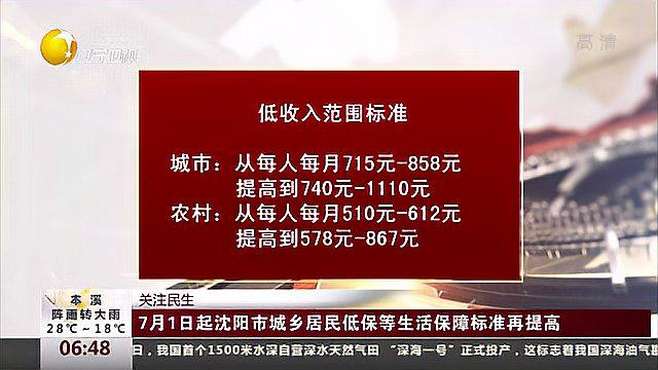 [图]关注民生：7月1日起沈阳市城乡居民低保等生活保障标准再提高