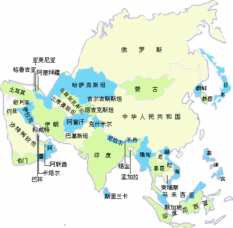 东亚地图国家分布图图片