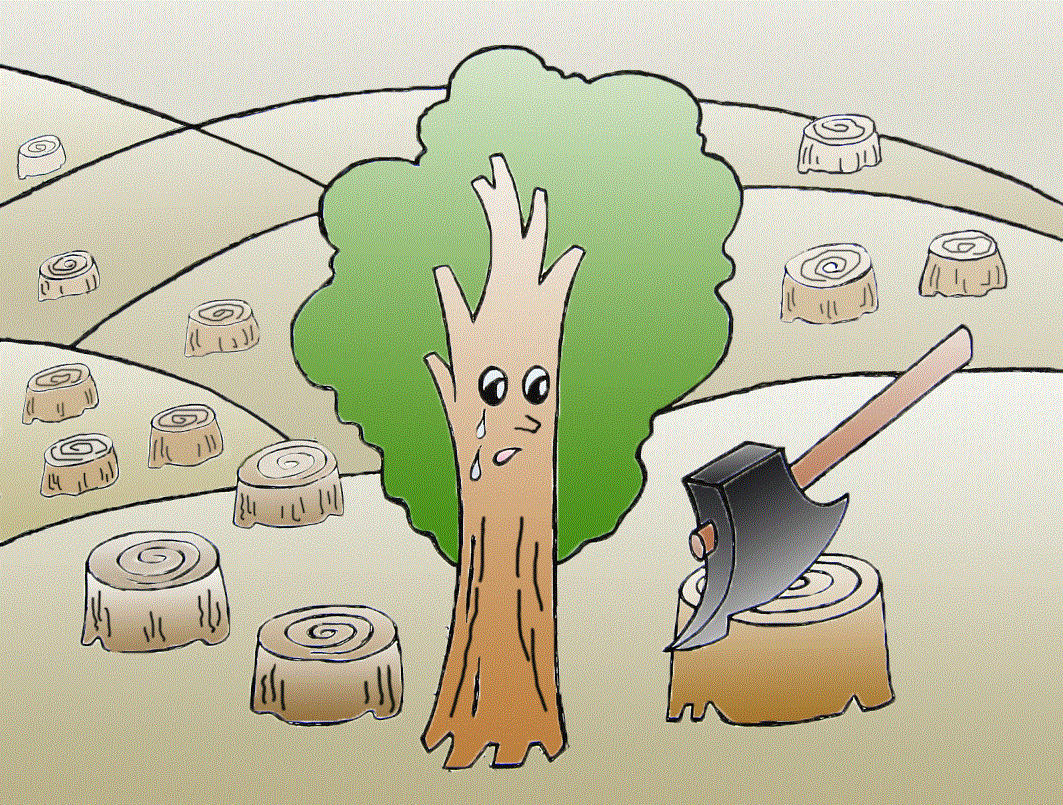 砍伐树木简笔画图片