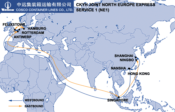 内罗毕,吉布提,苏丹港,亚历山大,里斯本构成欧洲-非洲航线