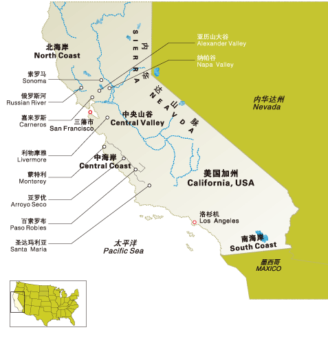 加州中文地图图片