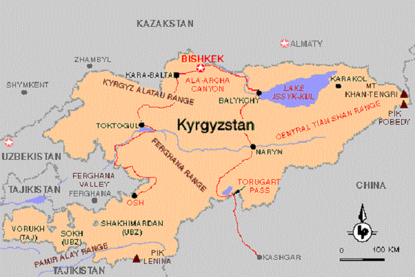 吉尔吉斯斯坦地理位置图片